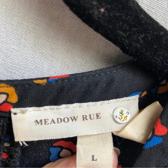 Anthropologie Meadow Rue Tunic Black Floral Fall Blouse Sz L - Picture 7 of 10